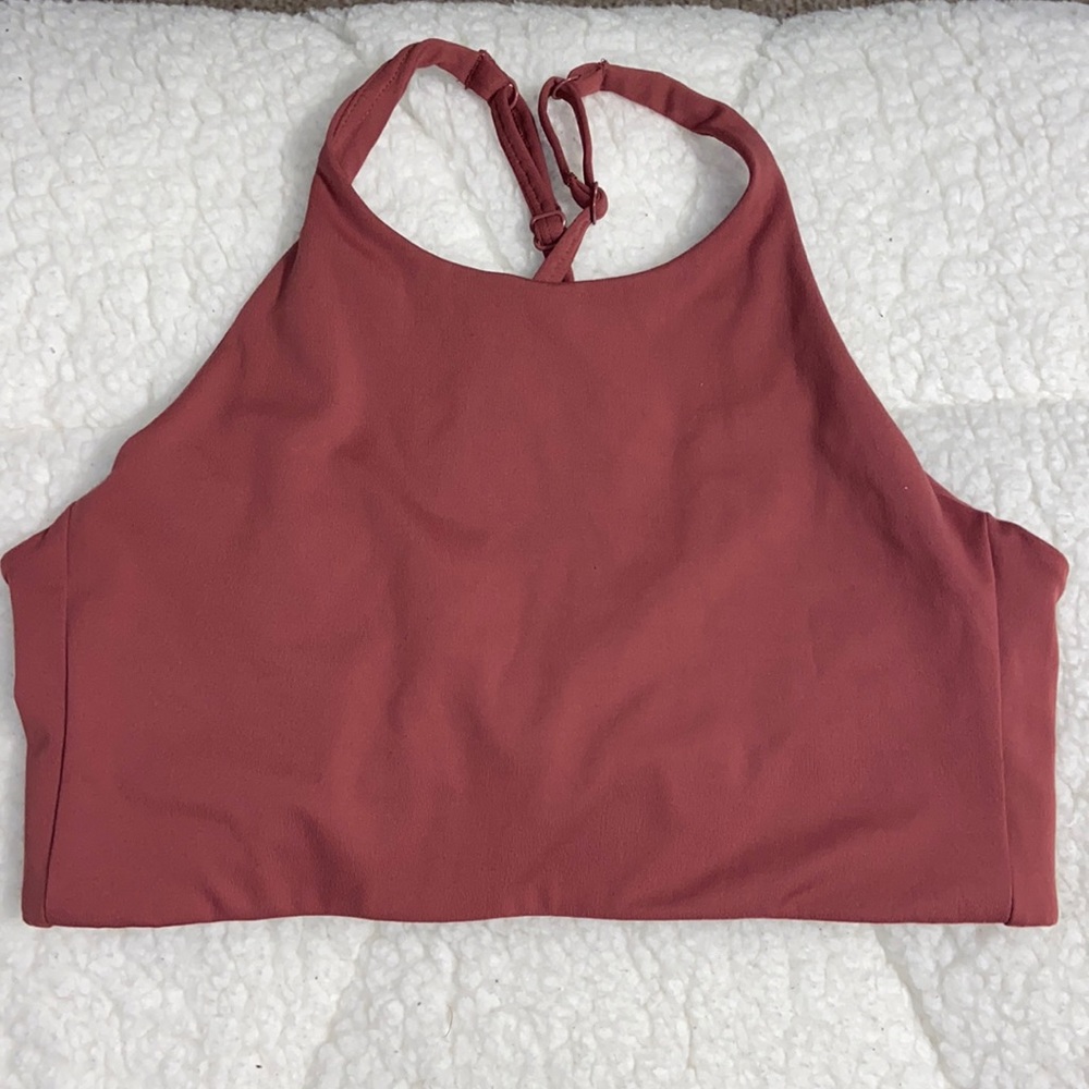 pink halter top sports bra